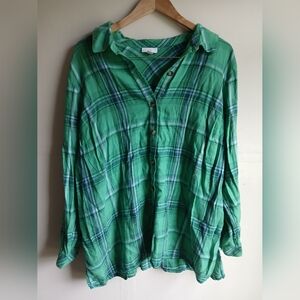 J. Jill Green Plaid Button Down Shirt